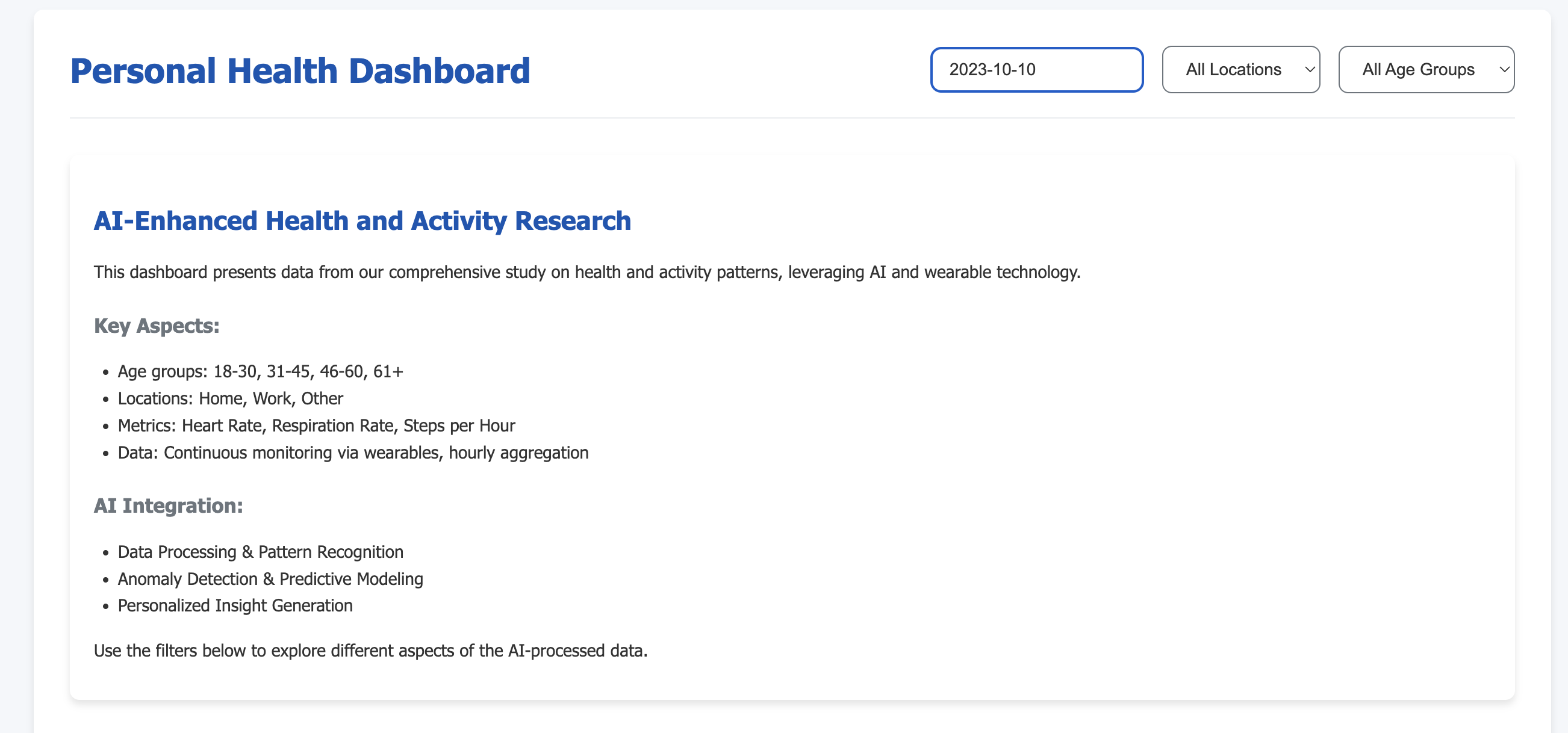 Health Dashboard Screenshot 1